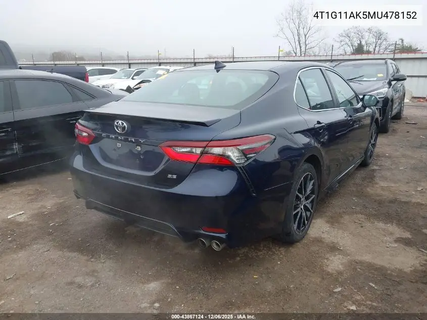4T1G11AK5MU478152 2021 Toyota Camry Se
