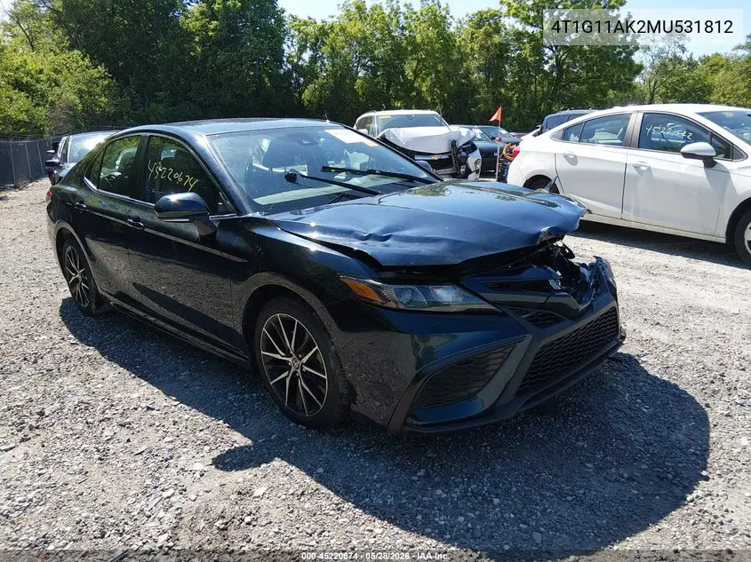 2021 Toyota Camry Se VIN: 4T1G11AK2MU531812 Lot: 45220674