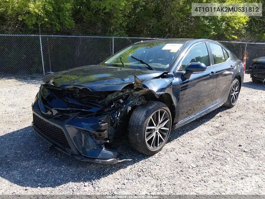 2021 Toyota Camry Se VIN: 4T1G11AK2MU531812 Lot: 45220674