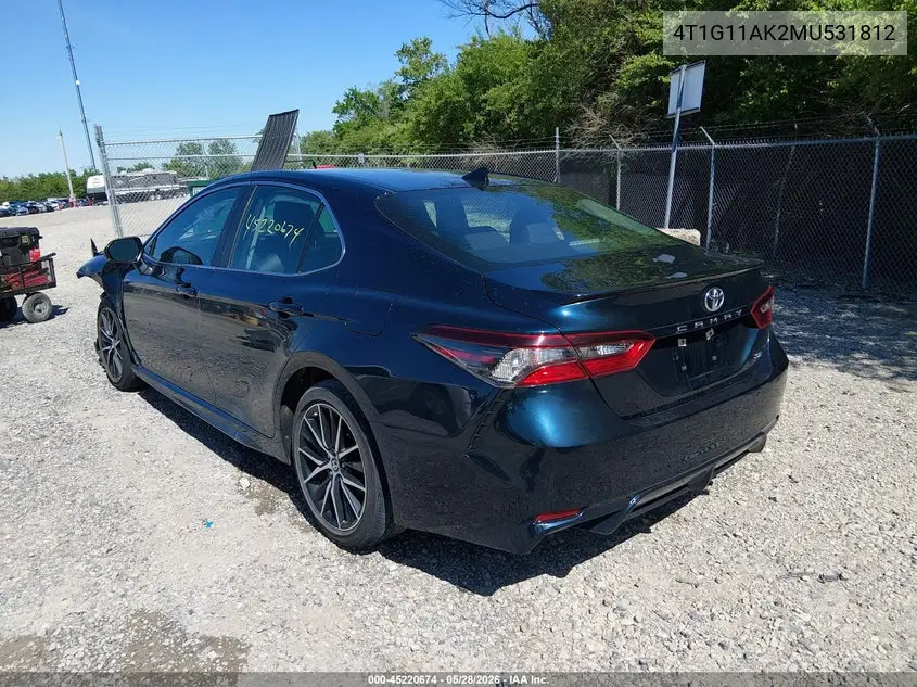 2021 Toyota Camry Se VIN: 4T1G11AK2MU531812 Lot: 45220674