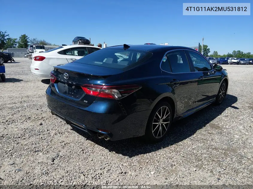 2021 Toyota Camry Se VIN: 4T1G11AK2MU531812 Lot: 45220674