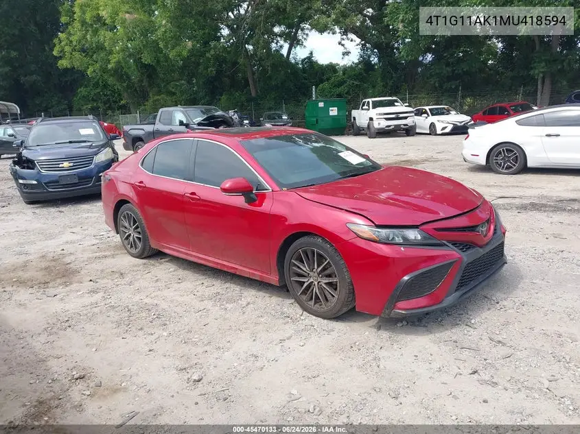 2021 Toyota Camry Se/Se Night Shade VIN: 4T1G11AK1MU418594 Lot: 45470133