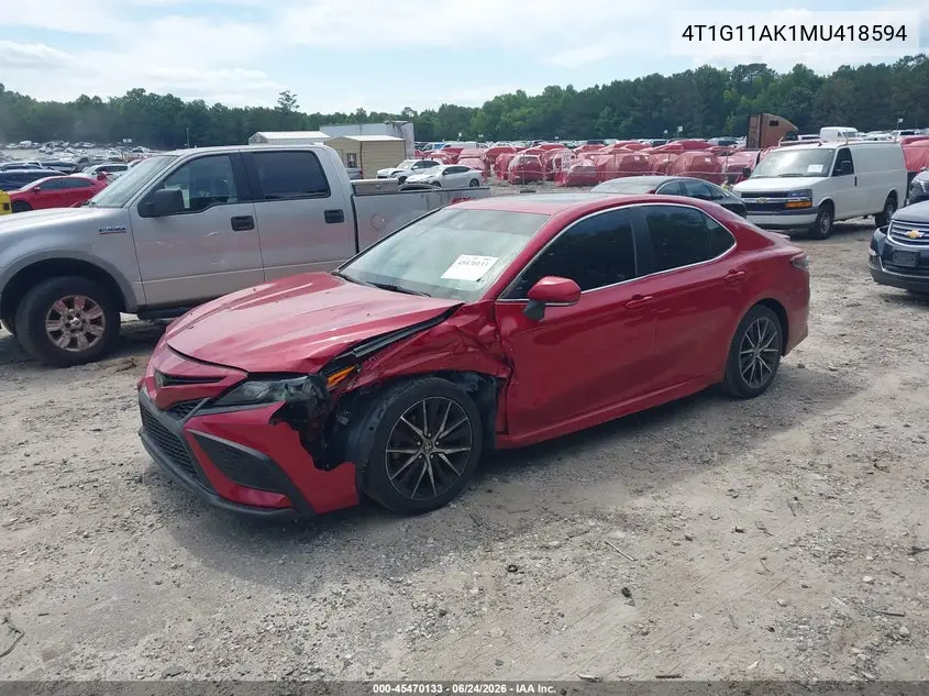 2021 Toyota Camry Se/Se Night Shade VIN: 4T1G11AK1MU418594 Lot: 45470133