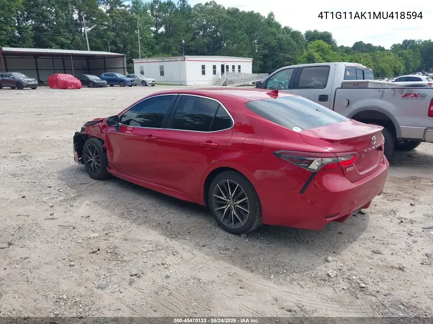 2021 Toyota Camry Se/Se Night Shade VIN: 4T1G11AK1MU418594 Lot: 45470133