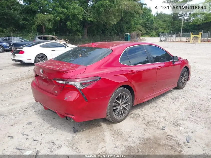 2021 Toyota Camry Se/Se Night Shade VIN: 4T1G11AK1MU418594 Lot: 45470133