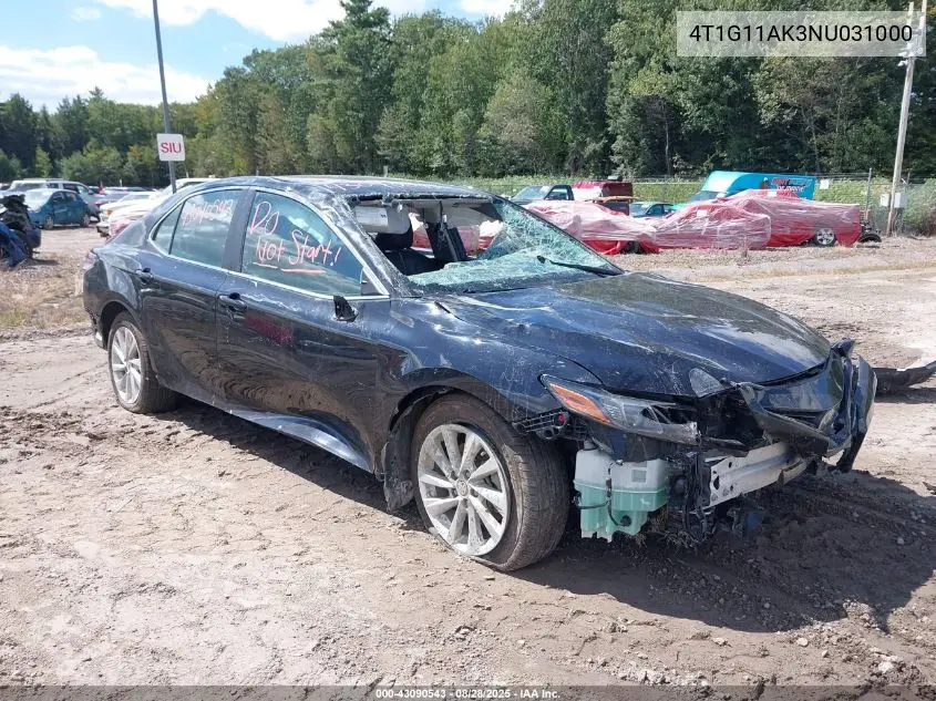 4T1G11AK3NU031000 2022 Toyota Camry Se