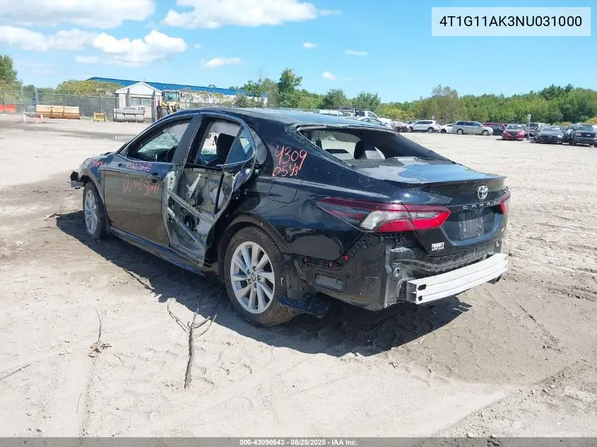 4T1G11AK3NU031000 2022 Toyota Camry Se