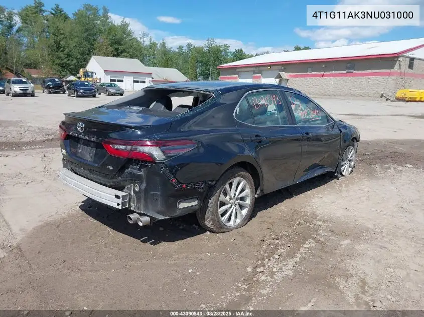 4T1G11AK3NU031000 2022 Toyota Camry Se