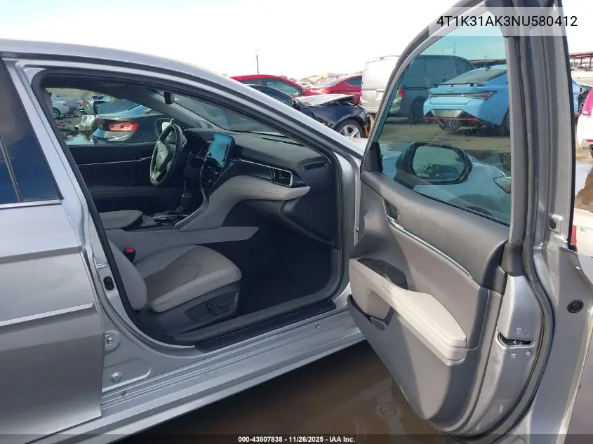 4T1K31AK3NU580412 2022 Toyota Camry Xse Hybrid