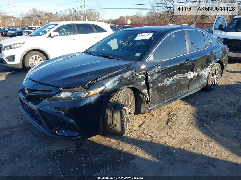4T1G11AK5NU644428 2022 Toyota Camry Se