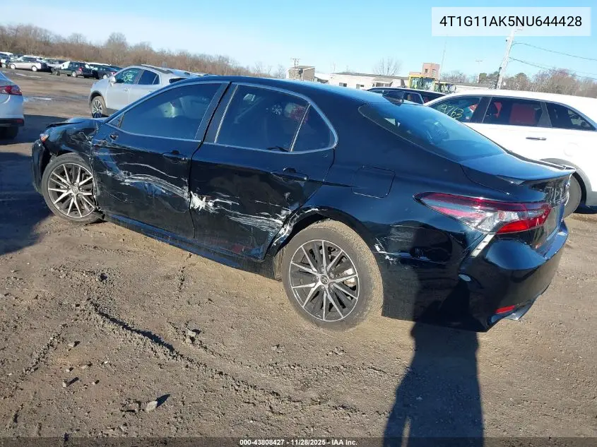 4T1G11AK5NU644428 2022 Toyota Camry Se