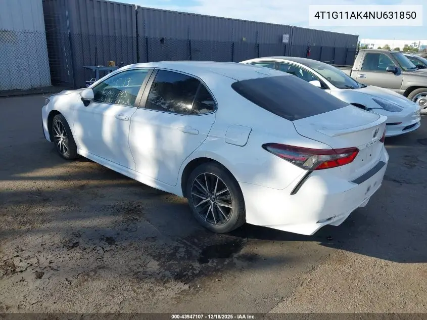 4T1G11AK4NU631850 2022 Toyota Camry Se
