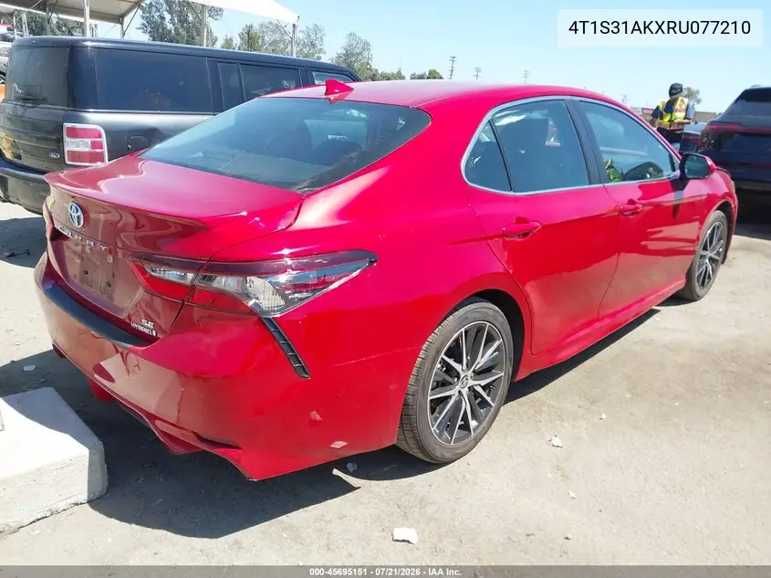 2024 Toyota Camry Hybrid Se VIN: 4T1S31AKXRU077210 Lot: 45695151