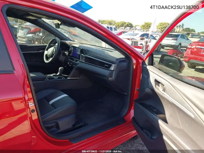 4T1DAACK2SU138700 2025 Toyota Camry Se