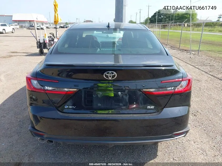 2026 Toyota Camry Se VIN: 4T1DAACK4TU661749 Lot: 45467539