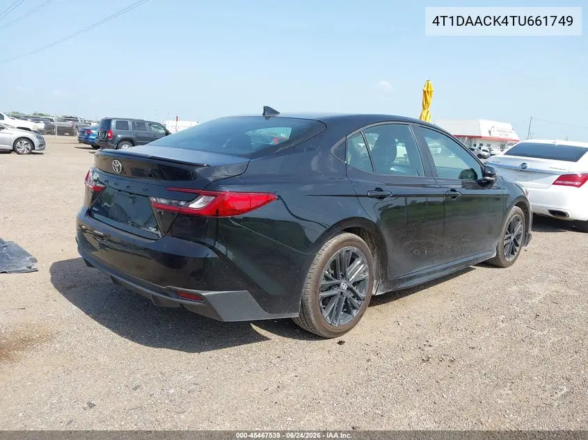 2026 Toyota Camry Se VIN: 4T1DAACK4TU661749 Lot: 45467539