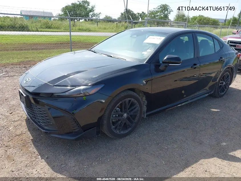 2026 Toyota Camry Se VIN: 4T1DAACK4TU661749 Lot: 45467539
