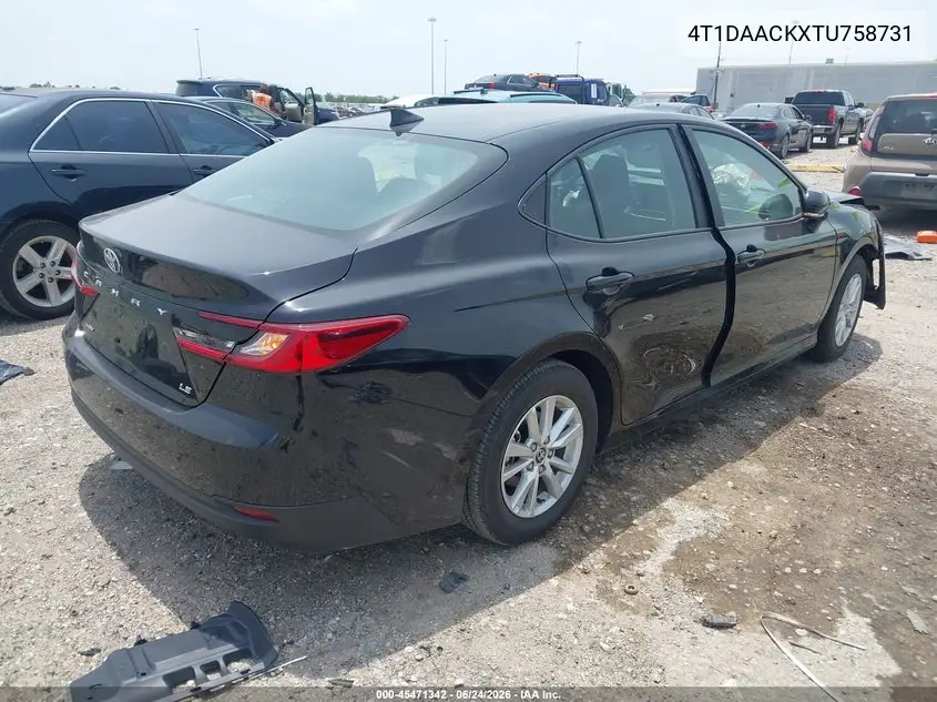 2026 Toyota Camry Le VIN: 4T1DAACKXTU758731 Lot: 45471342