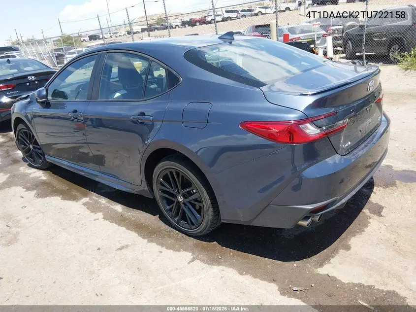 2026 Toyota Camry Se VIN: 4T1DAACK2TU722158 Lot: 45556820