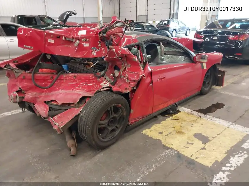 2000 Toyota Celica Gt VIN: JTDDR32T0Y0017330 Lot: 43933226