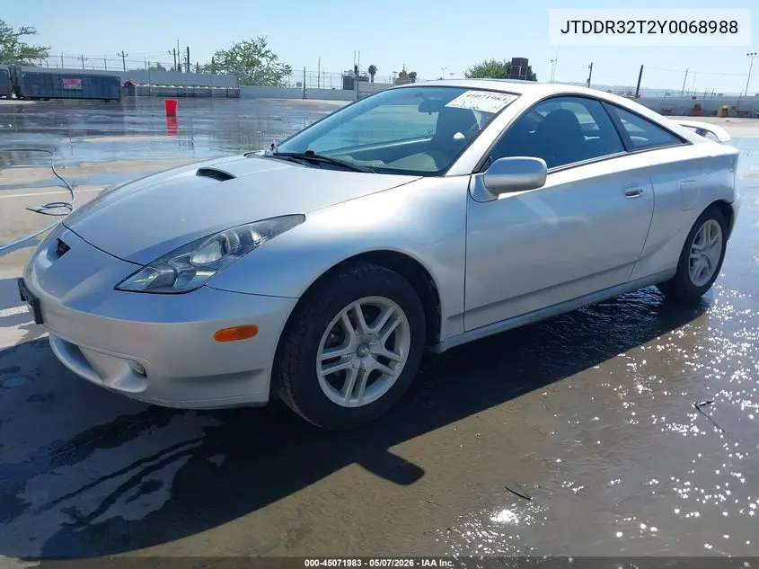 2000 Toyota Celica Gt VIN: JTDDR32T2Y0068988 Lot: 45071983