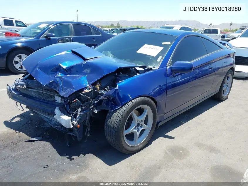 2000 Toyota Celica Gts VIN: JTDDY38T8Y0018980 Lot: 45210153