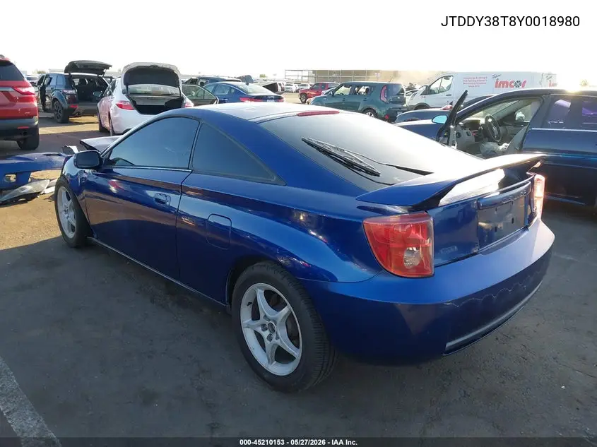 2000 Toyota Celica Gts VIN: JTDDY38T8Y0018980 Lot: 45210153
