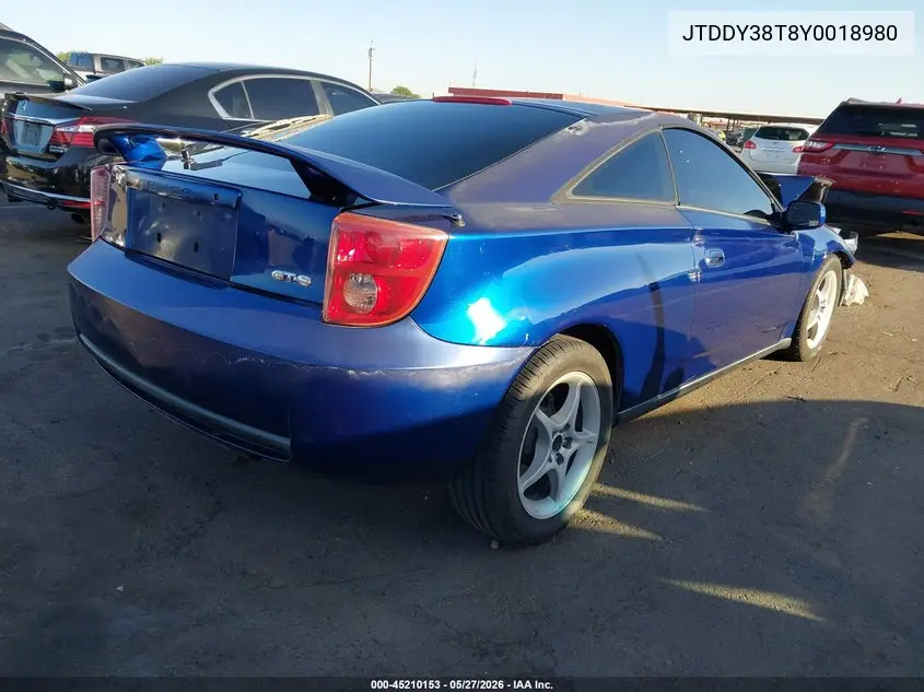2000 Toyota Celica Gts VIN: JTDDY38T8Y0018980 Lot: 45210153