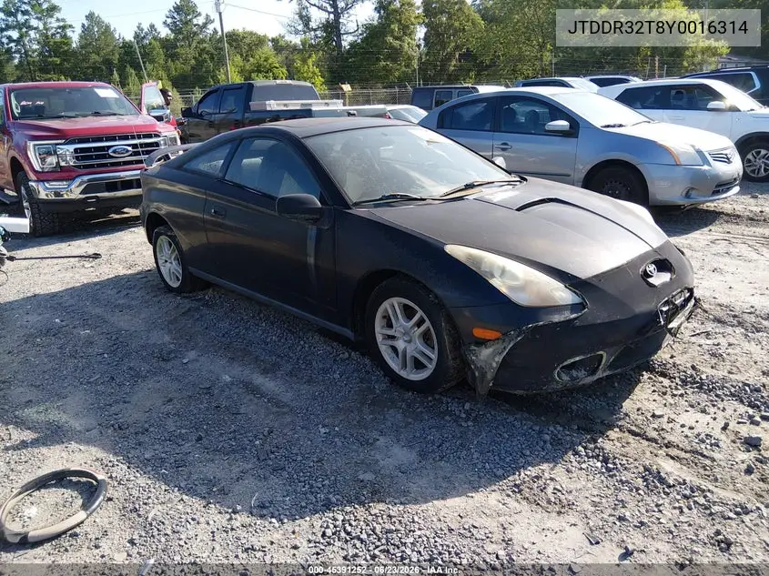 2000 Toyota Celica Gt VIN: JTDDR32T8Y0016314 Lot: 45391252