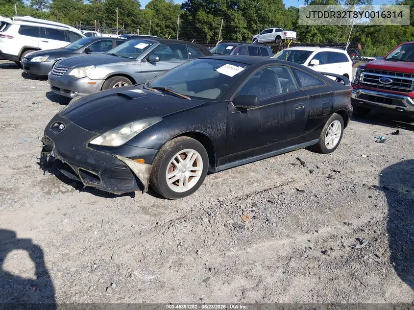 2000 Toyota Celica Gt VIN: JTDDR32T8Y0016314 Lot: 45391252