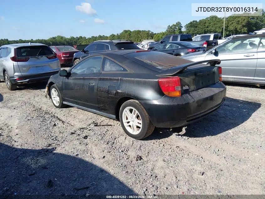 2000 Toyota Celica Gt VIN: JTDDR32T8Y0016314 Lot: 45391252