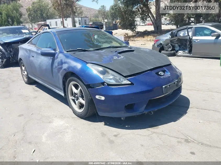 2000 Toyota Celica Gts VIN: JTDDY32T5Y0017360 Lot: 45597442