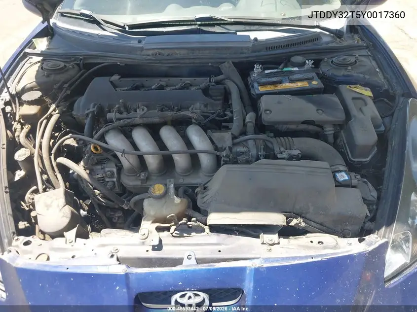 2000 Toyota Celica Gts VIN: JTDDY32T5Y0017360 Lot: 45597442