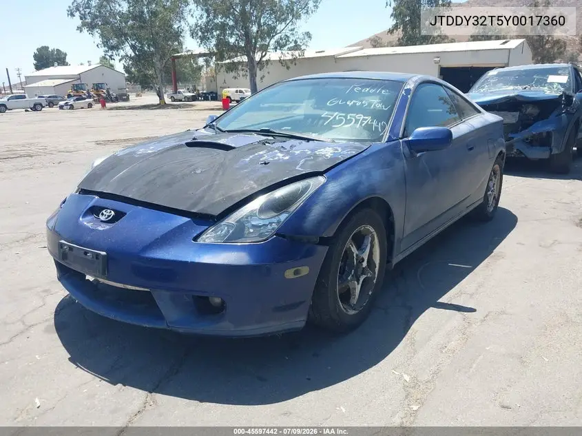 2000 Toyota Celica Gts VIN: JTDDY32T5Y0017360 Lot: 45597442