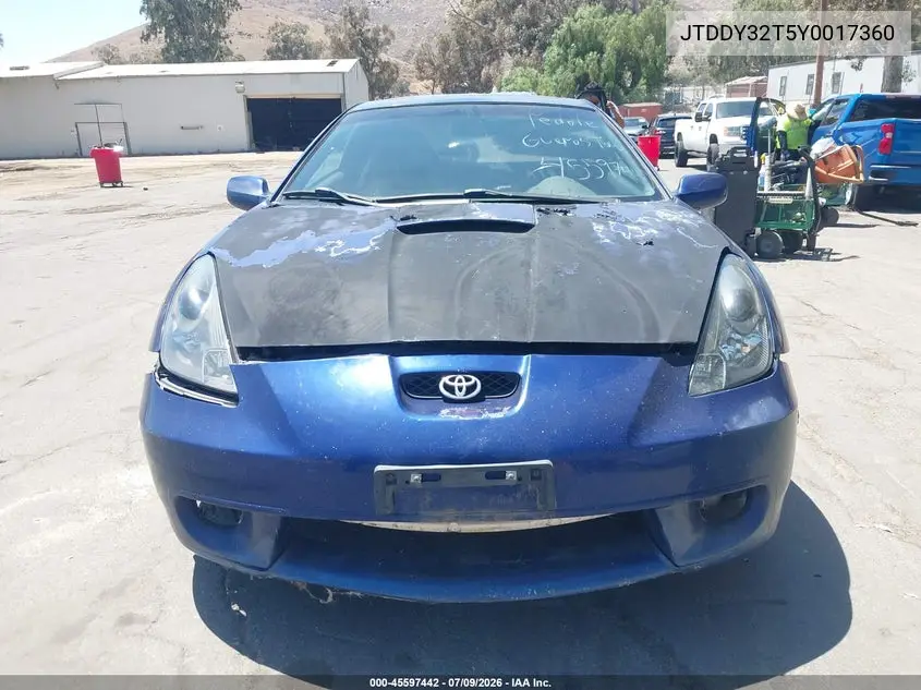 2000 Toyota Celica Gts VIN: JTDDY32T5Y0017360 Lot: 45597442