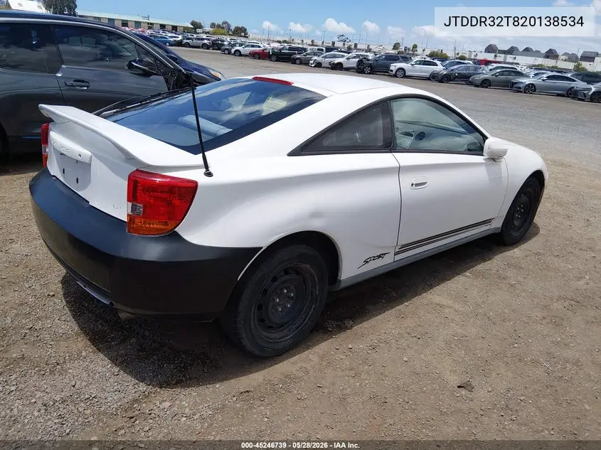 2002 Toyota Celica Gt VIN: JTDDR32T820138534 Lot: 45246739