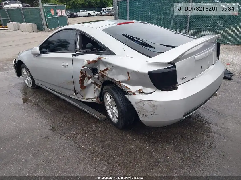 2002 Toyota Celica Gt VIN: JTDDR32T620119934 Lot: 45437657
