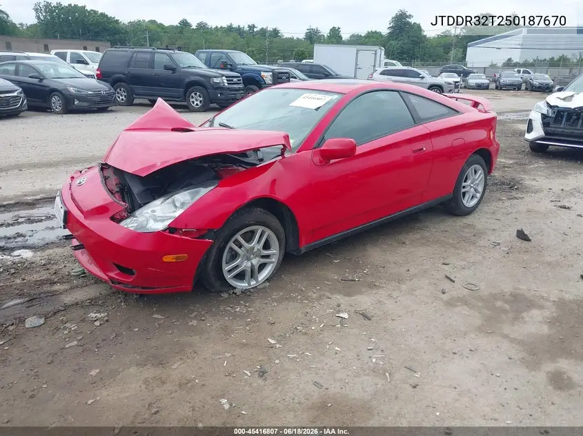 2005 Toyota Celica Gt VIN: JTDDR32T250187670 Lot: 45416807