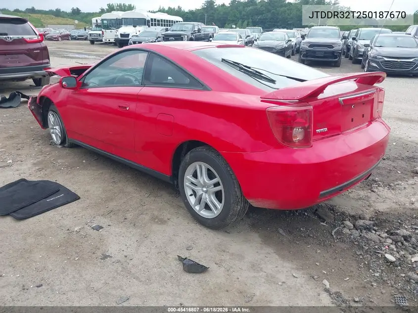 2005 Toyota Celica Gt VIN: JTDDR32T250187670 Lot: 45416807
