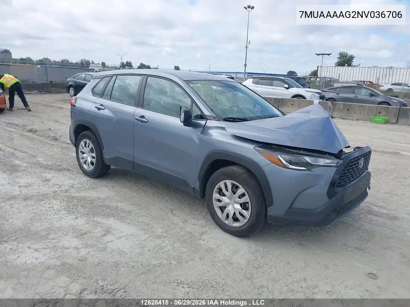2022 Toyota Corolla Cross L VIN: 7MUAAAAG2NV036706 Lot: 12628418