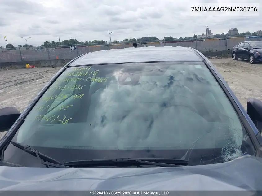 2022 Toyota Corolla Cross L VIN: 7MUAAAAG2NV036706 Lot: 12628418