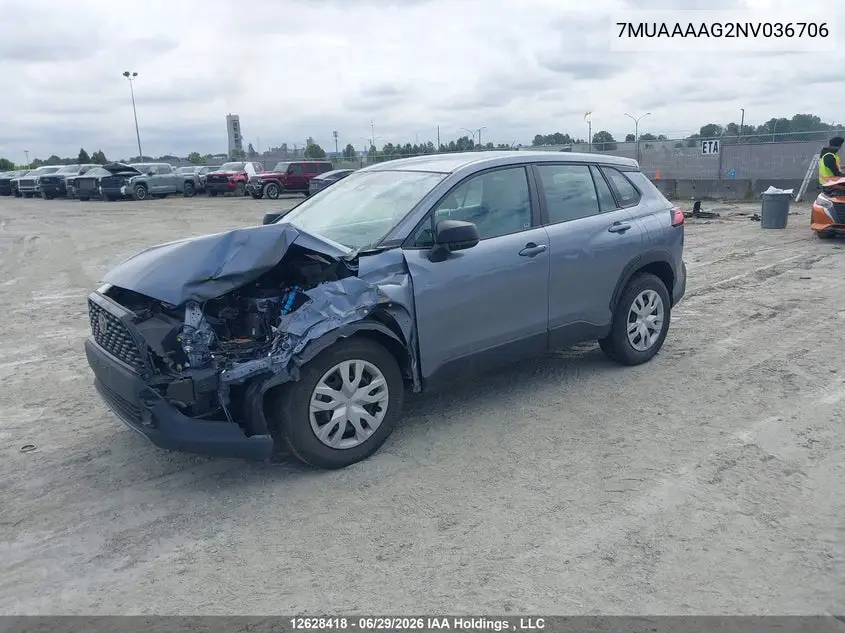 2022 Toyota Corolla Cross L VIN: 7MUAAAAG2NV036706 Lot: 12628418