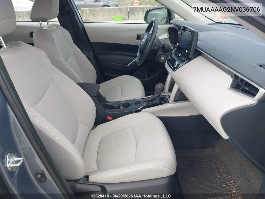 2022 Toyota Corolla Cross L VIN: 7MUAAAAG2NV036706 Lot: 12628418