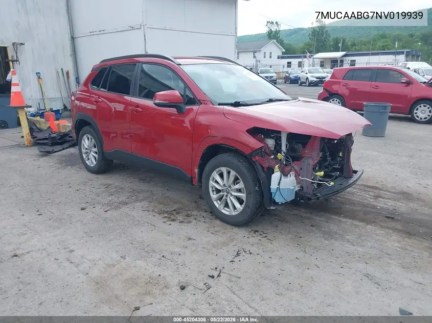 2022 Toyota Corolla Cross Le VIN: 7MUCAABG7NV019939 Lot: 45204308
