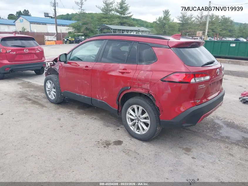 2022 Toyota Corolla Cross Le VIN: 7MUCAABG7NV019939 Lot: 45204308