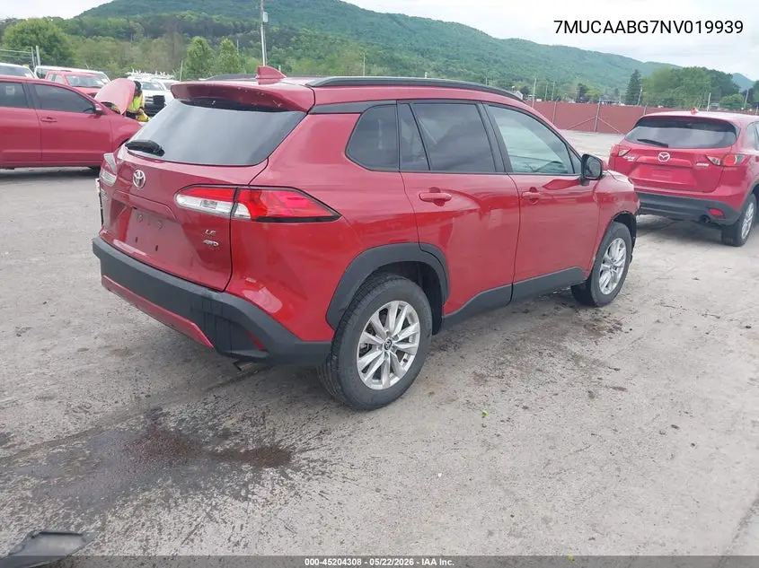 2022 Toyota Corolla Cross Le VIN: 7MUCAABG7NV019939 Lot: 45204308