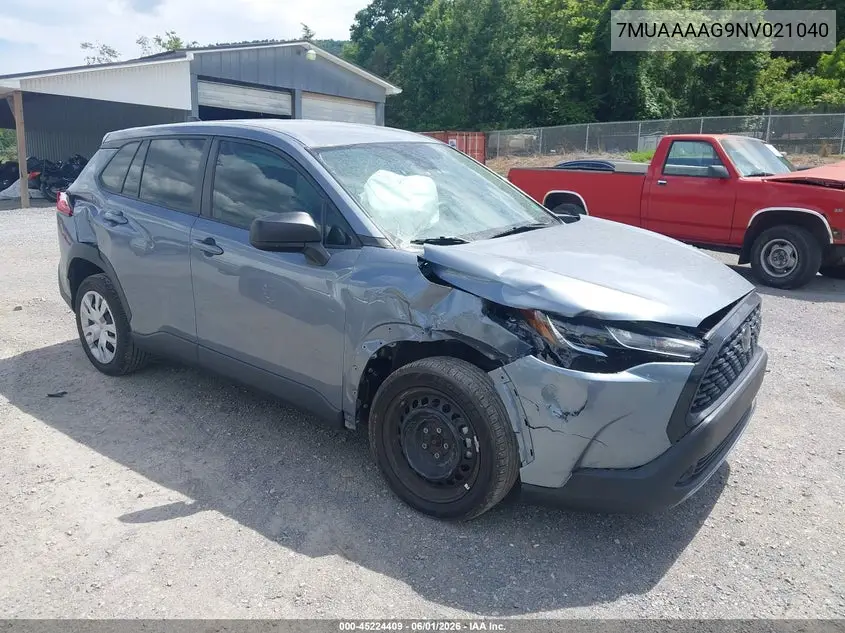 2022 Toyota Corolla Cross L VIN: 7MUAAAAG9NV021040 Lot: 45224409