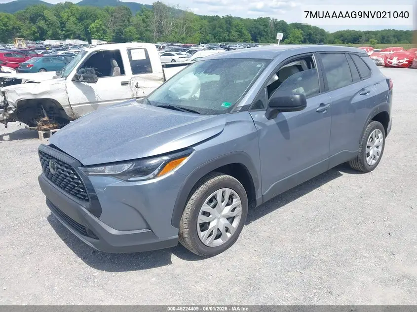 2022 Toyota Corolla Cross L VIN: 7MUAAAAG9NV021040 Lot: 45224409