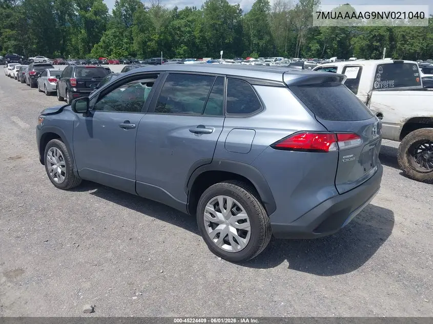 2022 Toyota Corolla Cross L VIN: 7MUAAAAG9NV021040 Lot: 45224409