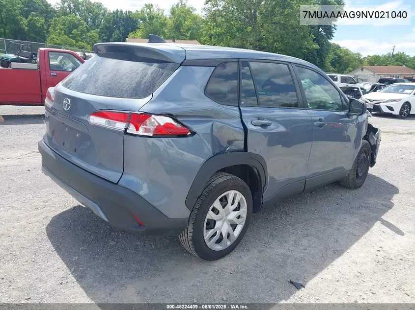 2022 Toyota Corolla Cross L VIN: 7MUAAAAG9NV021040 Lot: 45224409